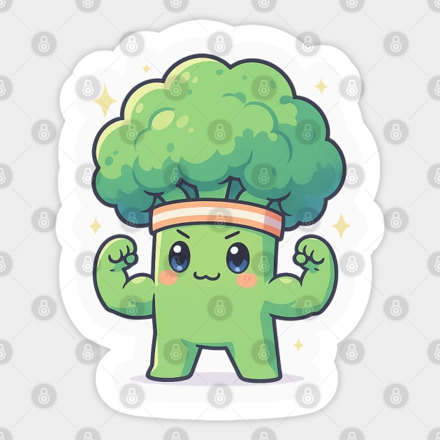 Strong Broccoli Shirt | Garden Therapy Collection by Leaf & Lee – Funny Fitness Veggie Tee for Positive Energy & Self Care Motivation Sticker by Anne Lee